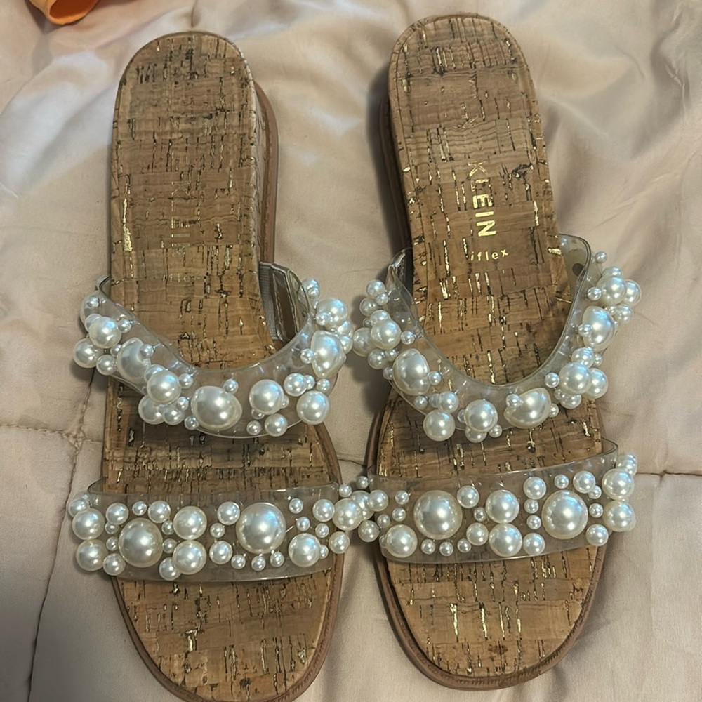 Anne Klein pearl wedge sandals